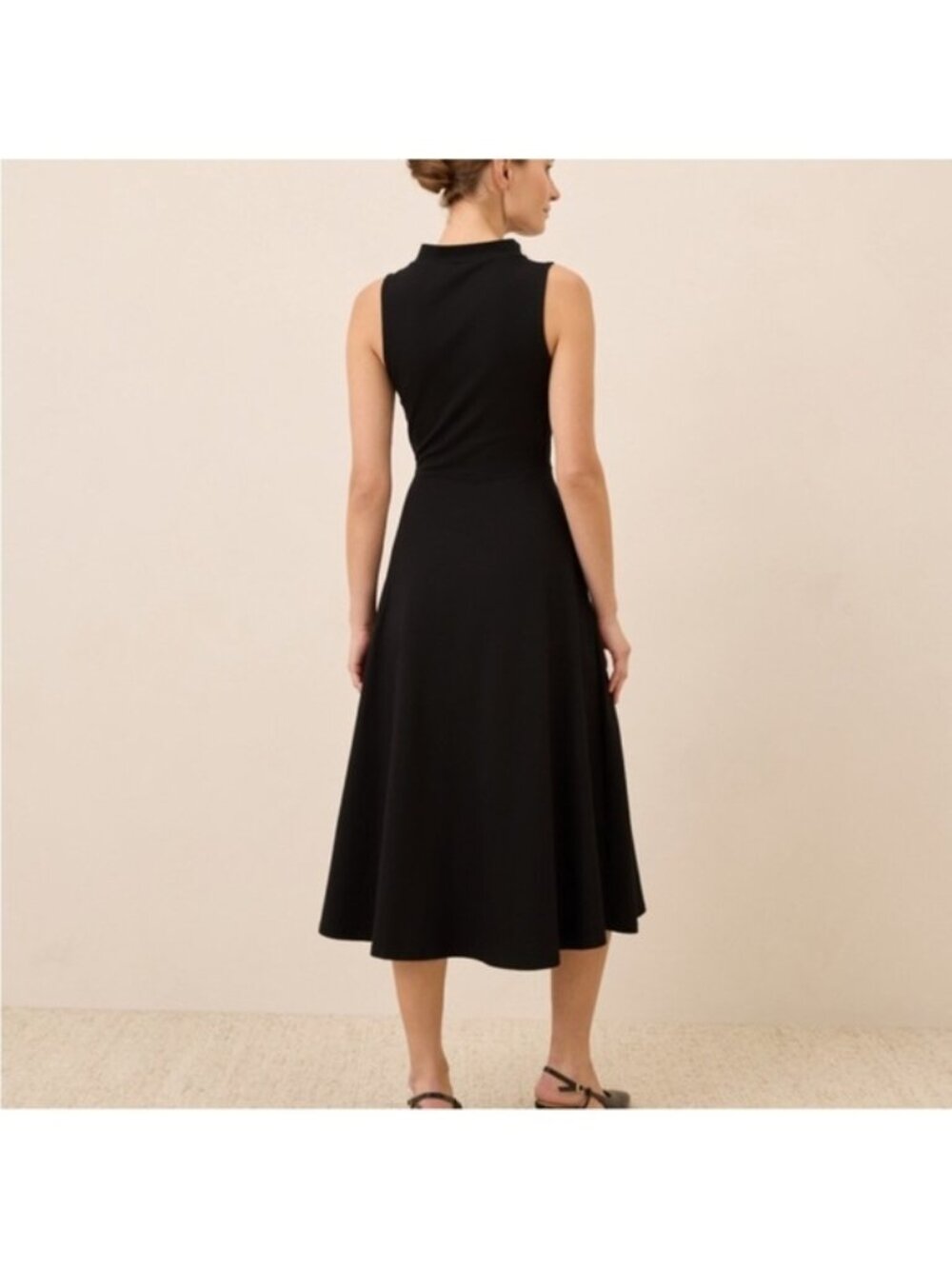 Sleeveless Black Midi Dress - Classic A-Line